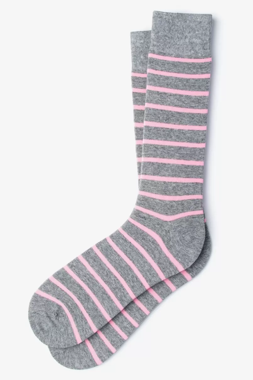 Ties Virtuoso Stripe Pink Sock Pink&HeatherGray Best
