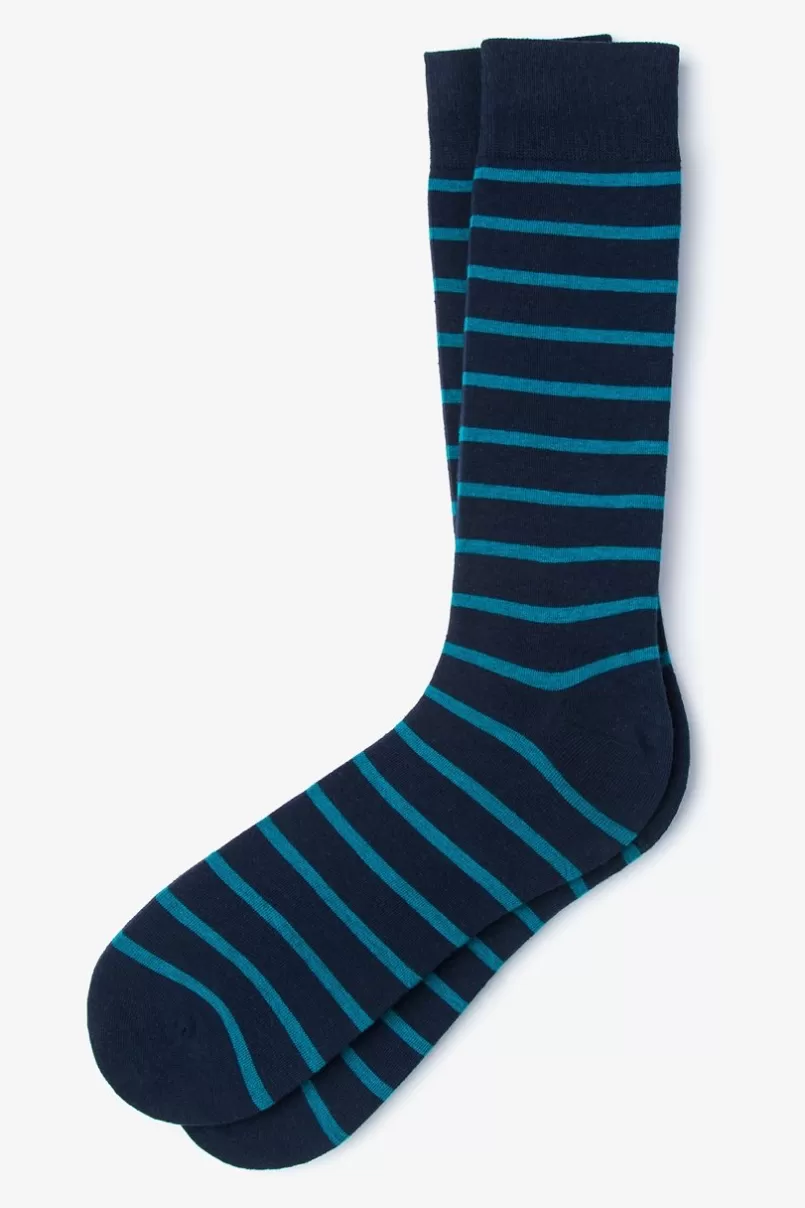 Ties Virtuoso Stripe Teal Sock Teal&NavyBlue Sale