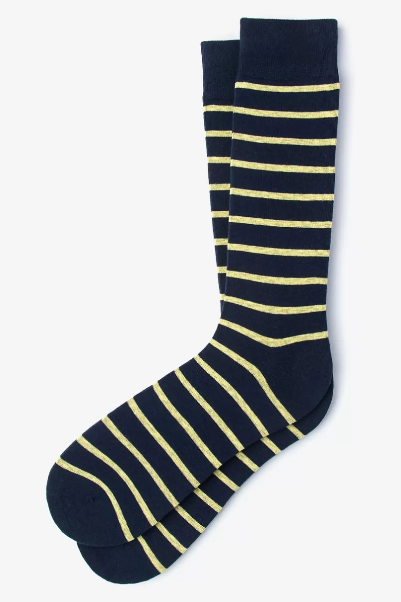 Ties Virtuoso Stripe Yellow Sock Yellow&NavyBlue Cheap