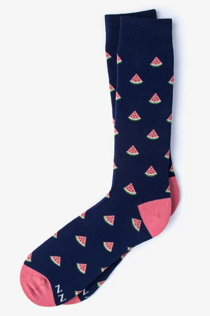 Ties Watermelon Navy Blue Sock NavyBlue Fashion