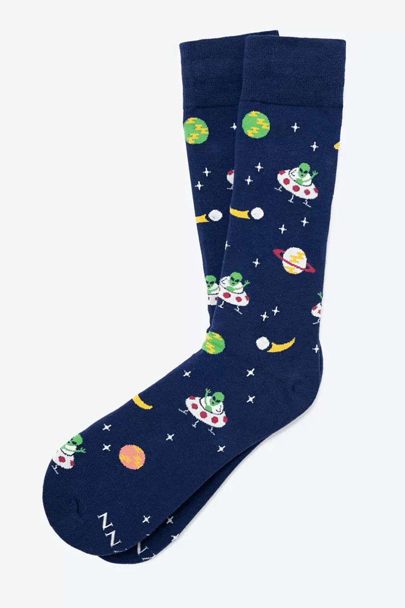 Ties We Come in Peace Navy Blue Sock NavyBlue Clearance