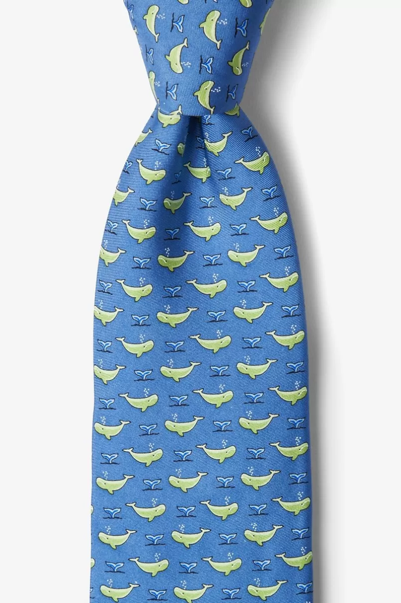 Ties Whales' Tails Blue Tie Cheap