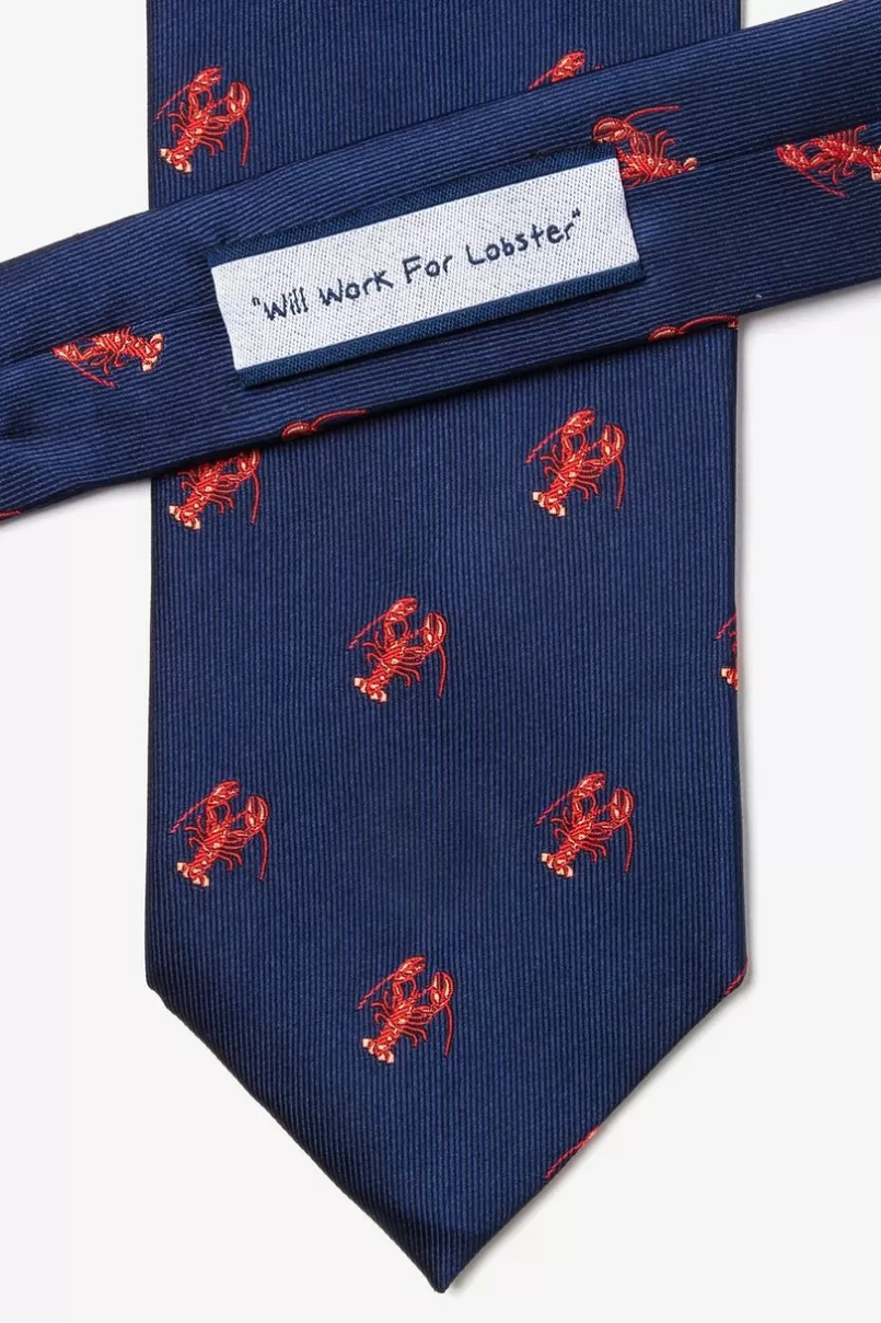 Ties Will Work for Lobster Navy Blue Tie NavyBlue New