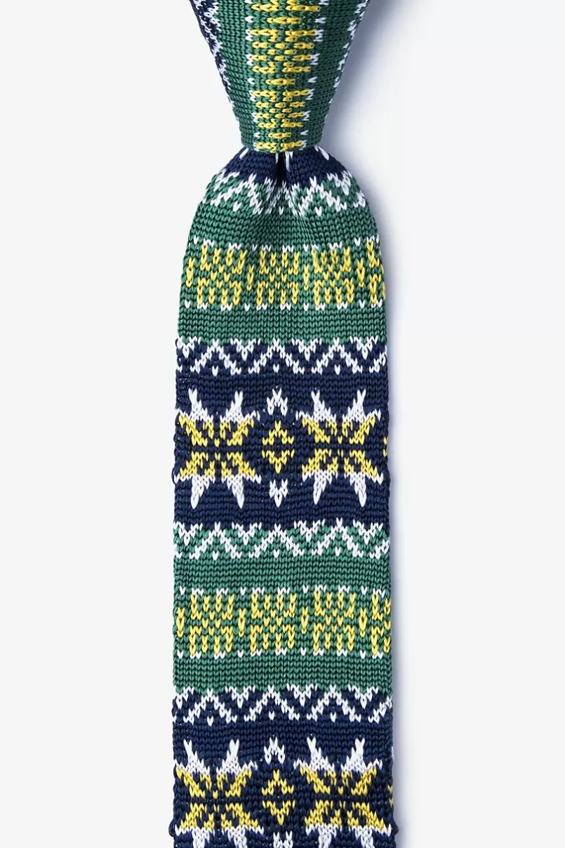 Ties Winter Knit Skinny Tie Green Hot