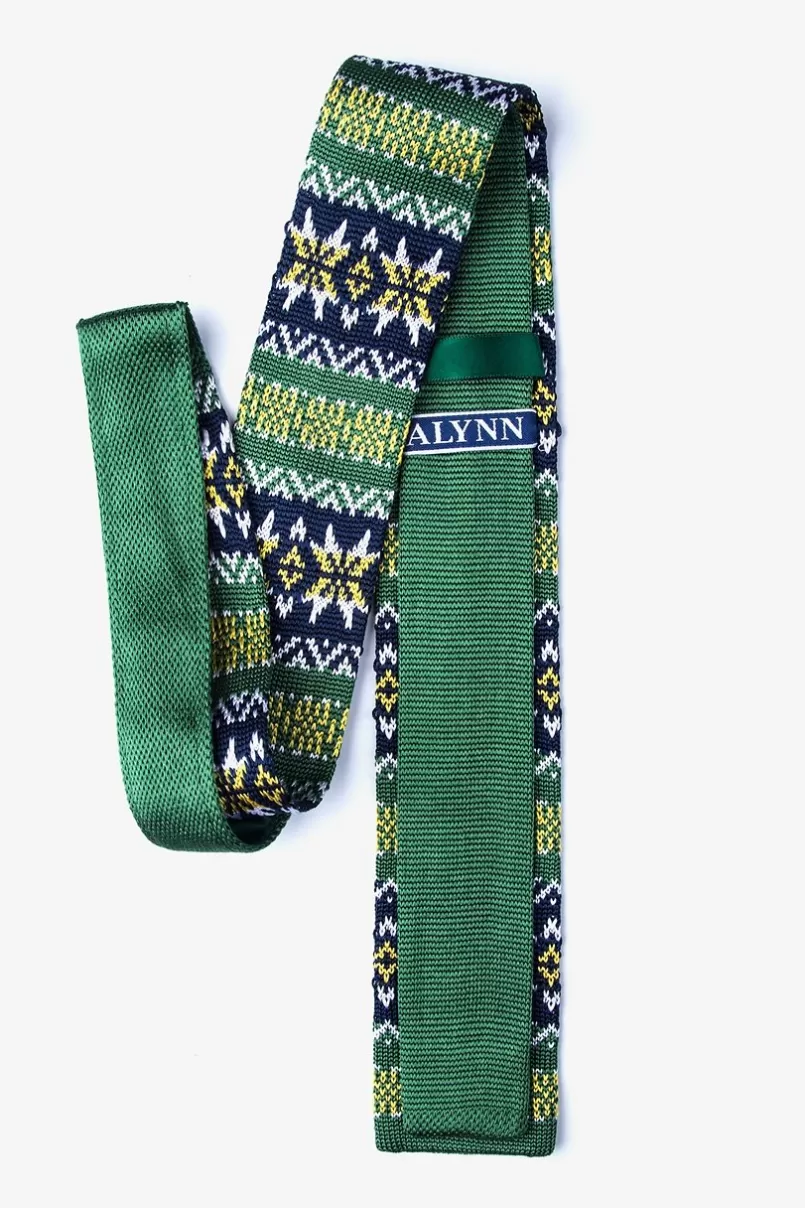 Ties Winter Knit Skinny Tie Green Hot