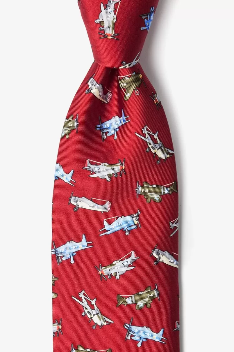 Ties WWII Fighter Planes Red Tie Best Sale