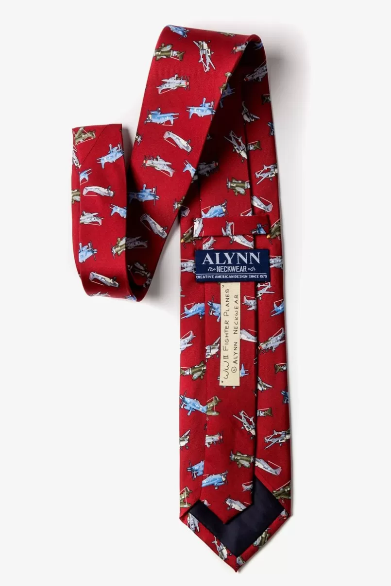 Ties WWII Fighter Planes Red Tie Best Sale