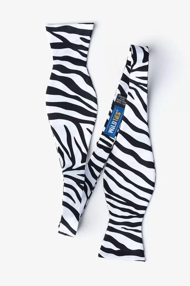 Ties Zebra Animal Print Black Self-Tie Bow Tie Shop