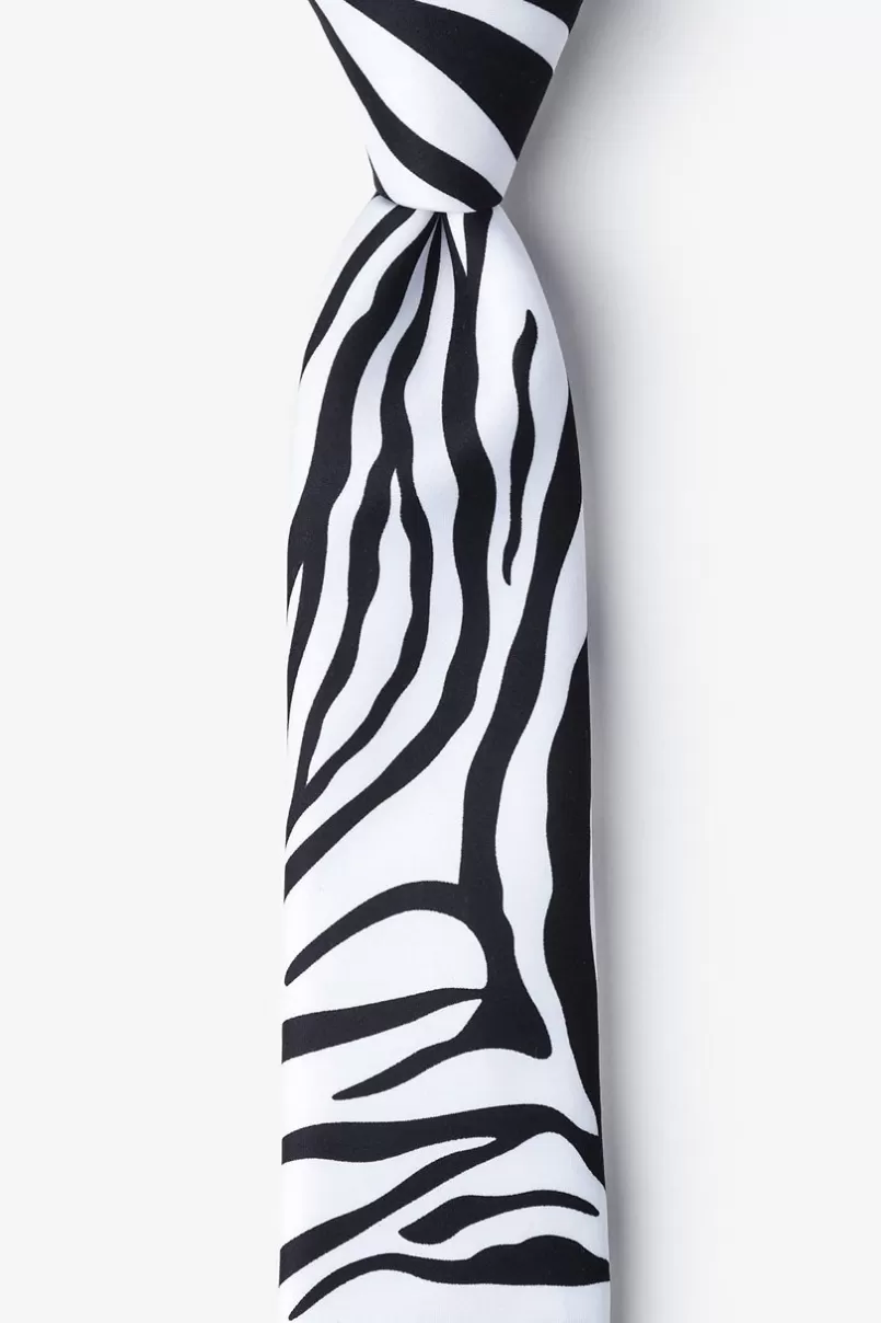 Ties Zebra Animal Print Black Skinny Tie Clearance