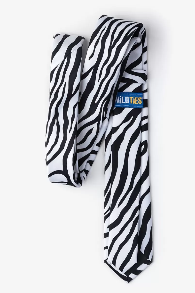 Ties Zebra Animal Print Black Skinny Tie Clearance