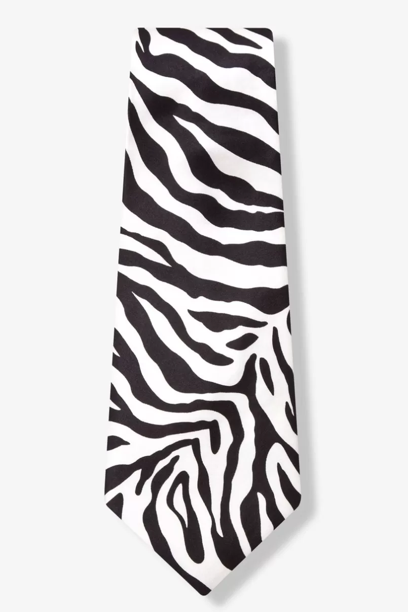 Ties Zebra Print Black Extra Long Tie Store